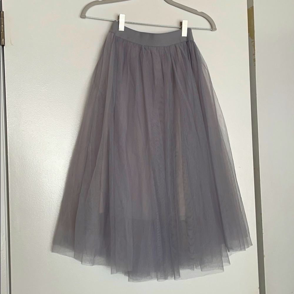 Grey MIDI Tulle Skirt